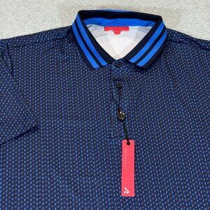 Redvanly Mens Pascal Golf Performance Polo Shirt Large Midnight Navy Stretch NWT
